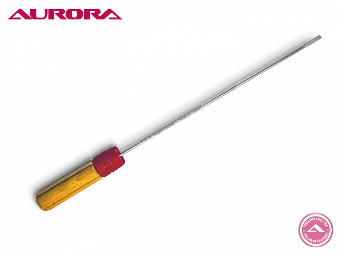 Отвертка с деревянной ручкой для техники плоская Aurora SD12-5, с подсветкой и надфилем, 12 дюймов (305 мм), ударная